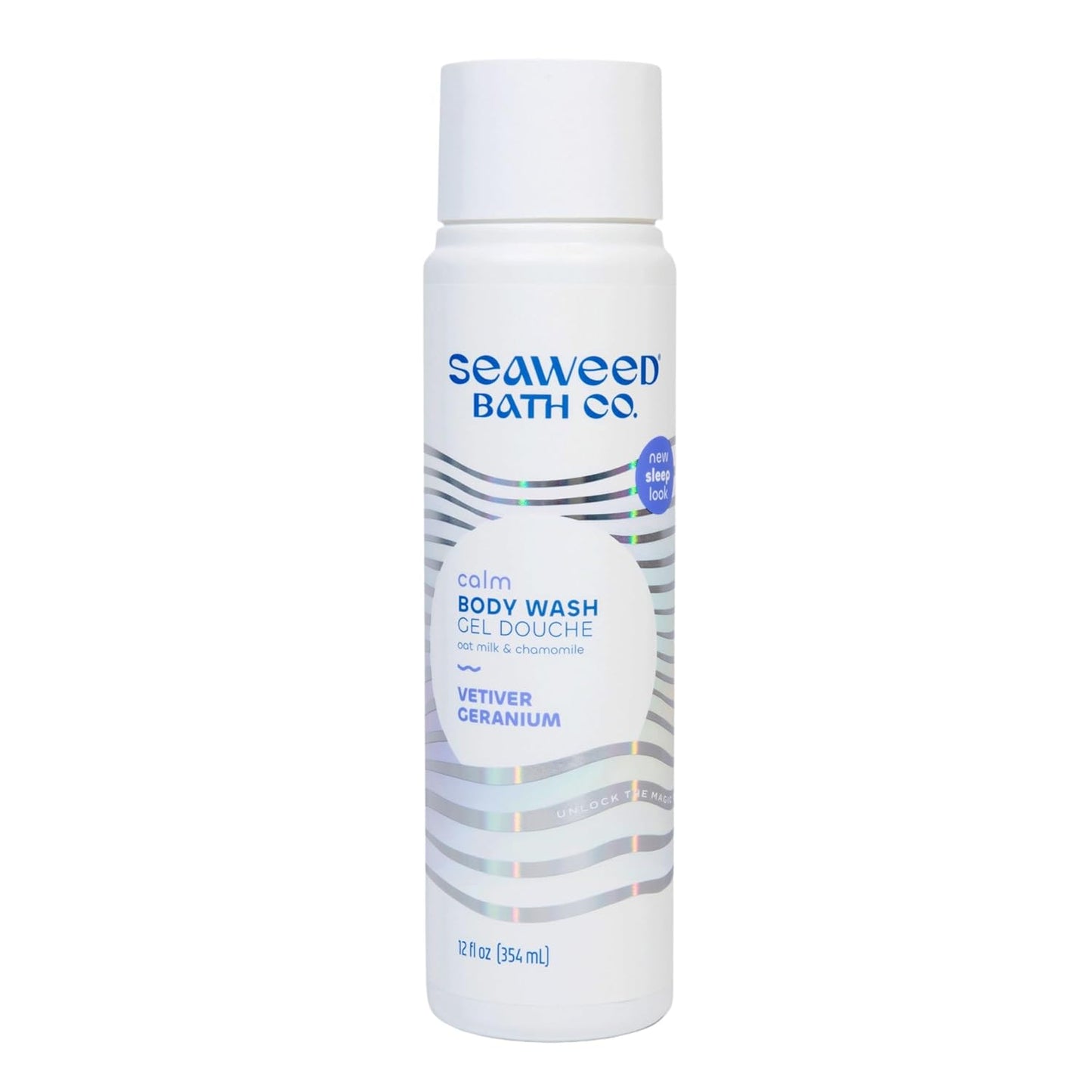 Seaweed Bath Co. Calm Body Wash - Vetiver Geranium - Hydrating Foaming Cleanser with Soothing Oat Milk & Chamomile - Vegan, Paraben and Sulfate Free Shower Gel - 12 oz