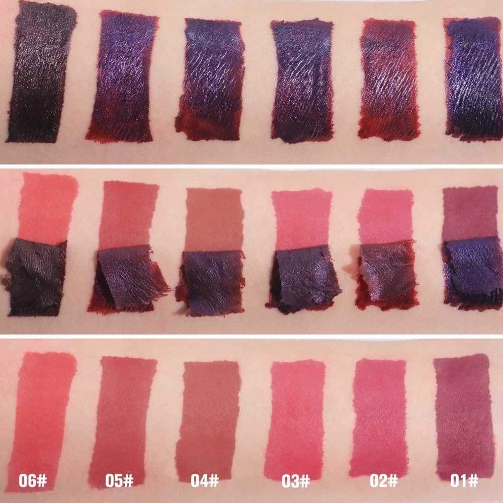 evpct 3Pcs Maroon Mauve Vivid Red Peel Off Lip Stain Tints, Matte Liquid Lipstick Lip Stain Long Lasting Waterproof for Women, Longwear Lipstick Peel Off Highly Pigmented Smudge-proof Easy to Apply