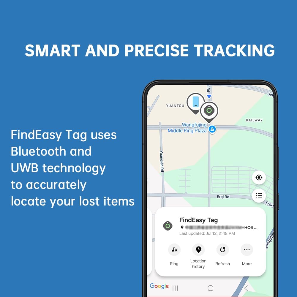 Bluetooth Tracker SmartTag for Samsung, Item Locator for Keys, Wallet, Luggage, Pets, IP65 Water-Resistant, Long and Replaceable Battery Life, Compatible with Galaxy Devices, 1 PC (Samsung Only)
