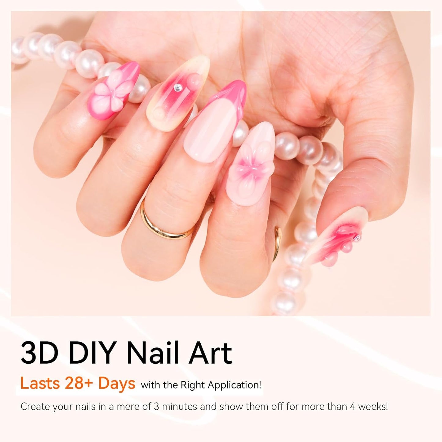 Makartt 3D Gel Nail Art, Sculpting Gel Glue for Drawing, Molding, Sculpture, Gems and Decoration, No Wipe Clear Gel Polish for DIY Nail Designs, 15g