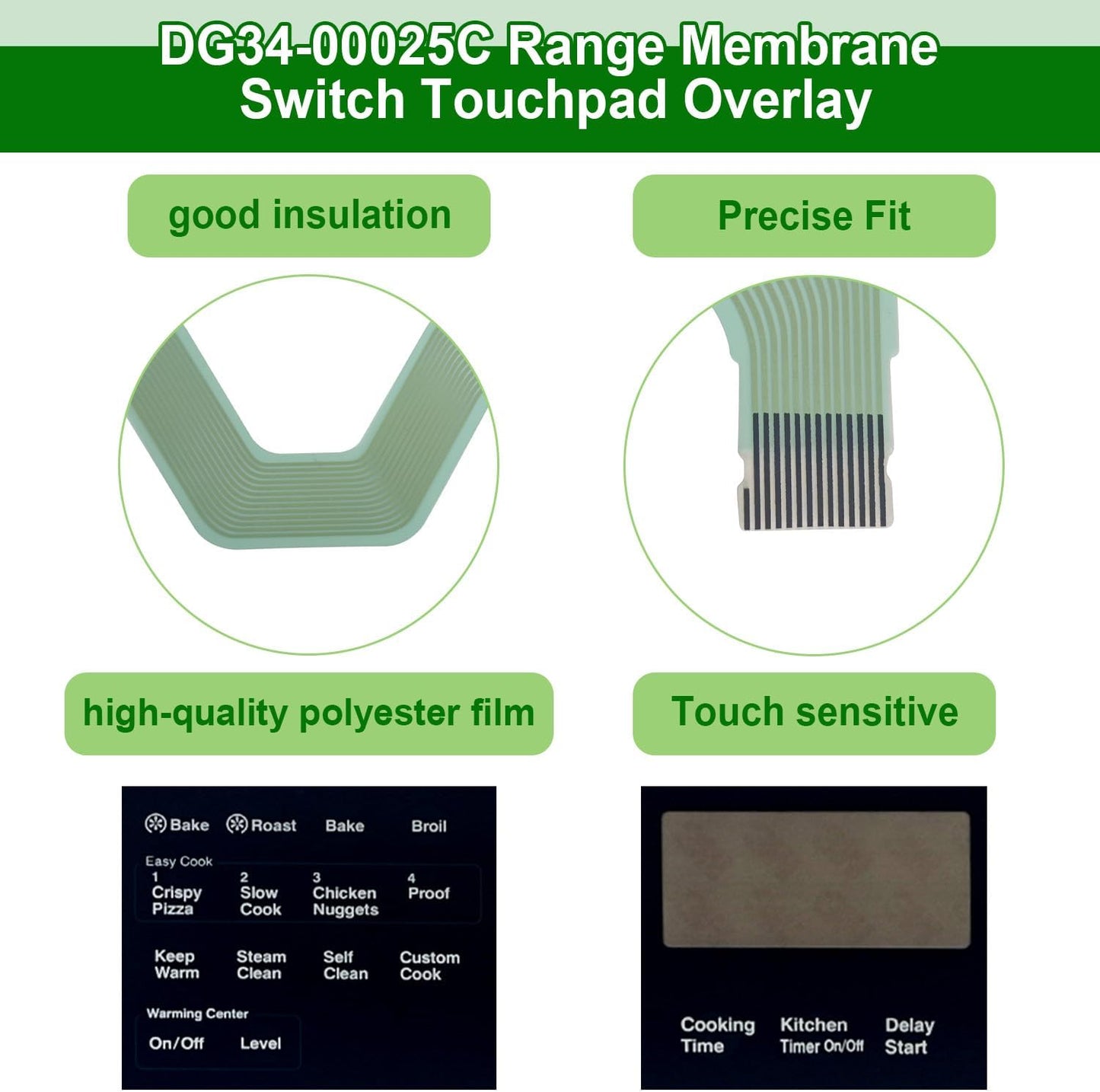 DG34-00020A Range Membrane Switch Touchpad Overlay-Compatible with Samsung Stove/Oven,Replaces AP5623392,PS4240764,NE594R0ABSR,NE59J3420SS,NE59J3420SB, NE59J3421SS,NE595R0ABSR-Touch Panel