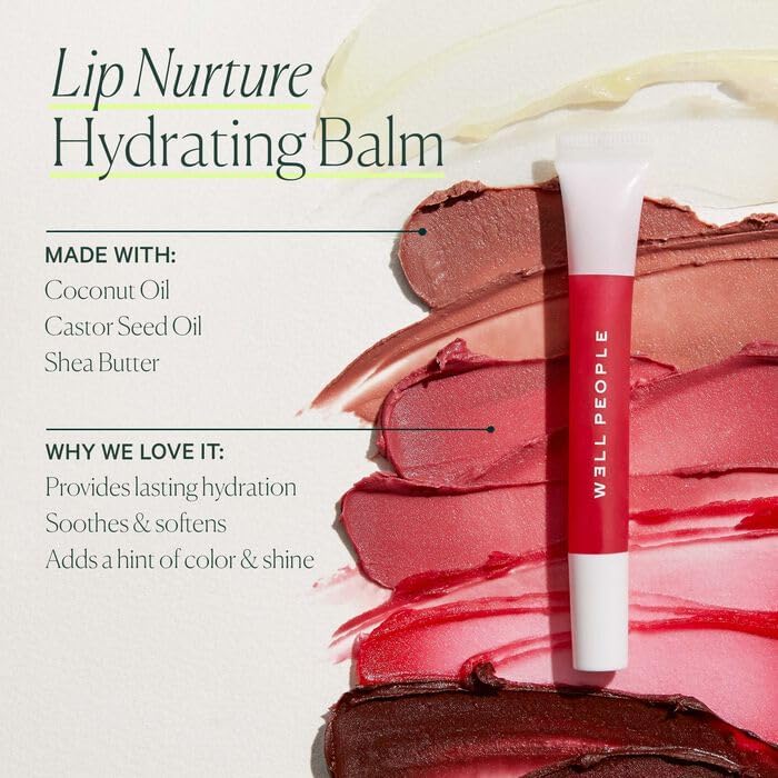 Well People Lip Nurture Hydrating Balm, Lip Balm For Hydration & Vibrant Sheer Color, Soothes & Softens Lips, Vegan & Cruelty-free, Delicate Pink
