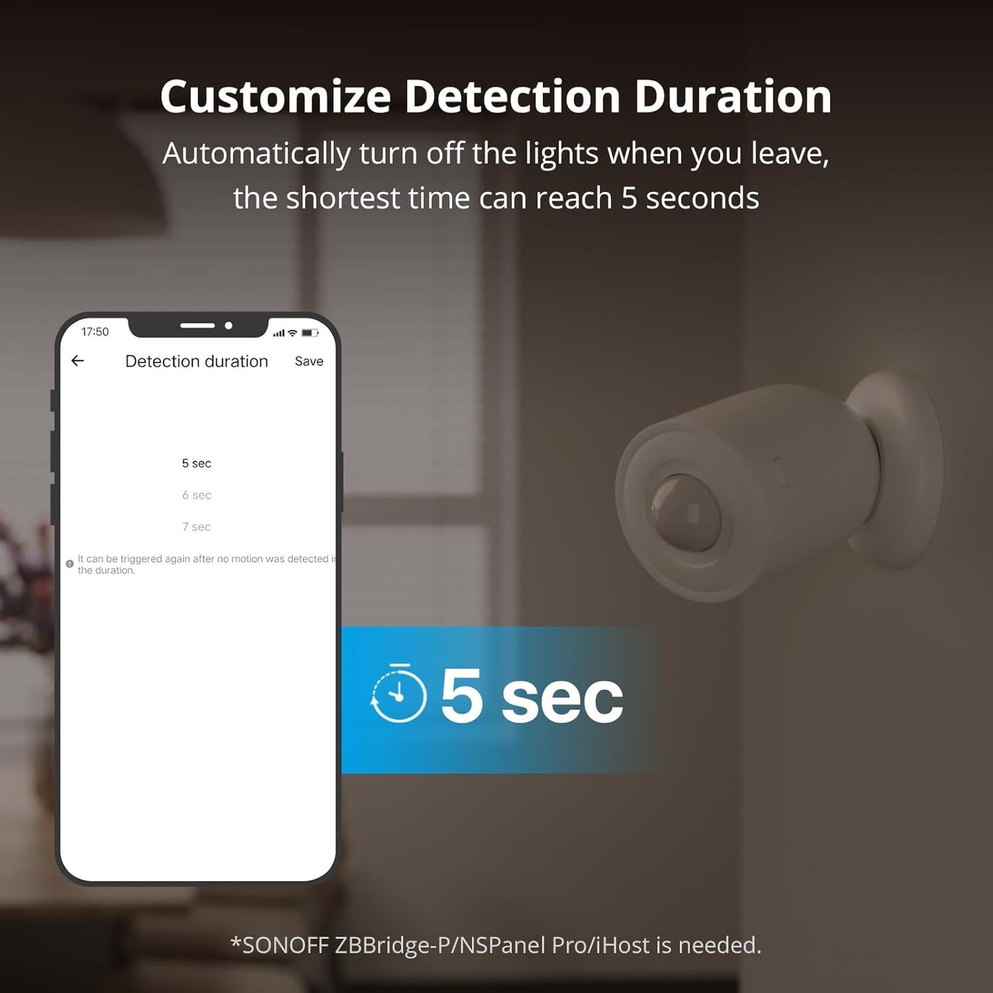 SONOFF SNZB-03P Zigbee Motion Sensor, 3-Year Battery Life, for Alert System and Automations Wireless Motion Detector, SONOFF Zigbee Bridge Required, Batteries Included (1 Pack)
