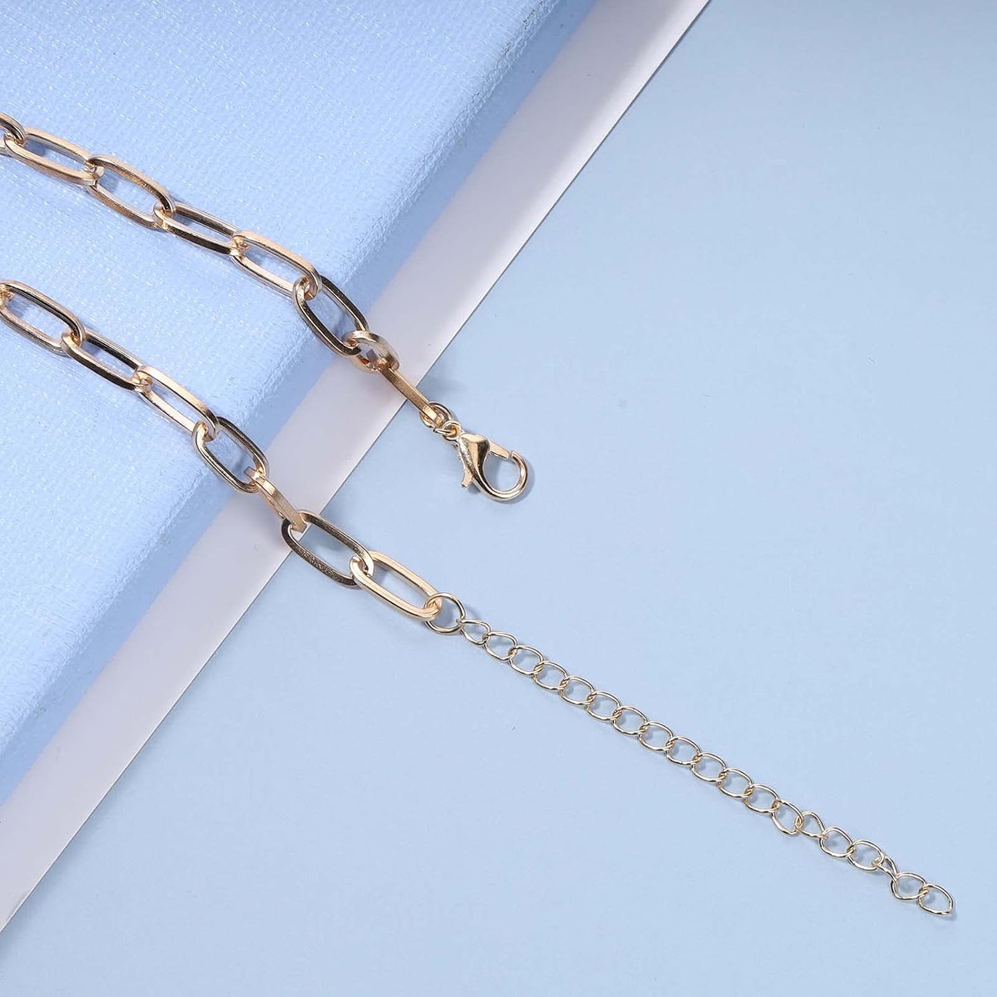 Punk Paper Link Choker Necklace Gold Paperclip Chain Necklace Choker Open Link Chain Necklace Trendy Chain Necklace Jewelry for Women and Girls