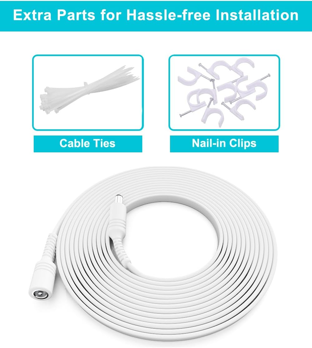 Basesailor 12V DC Extension Cable 10ft 2 Pack,5V 9V 24V 2.1mm x 5.5mm 5521 Power Supply Adapter Long Flat Extender Cord,Female to Male Wire for Outdoor CCTV Security Camera,IP Network Camera,DVRs