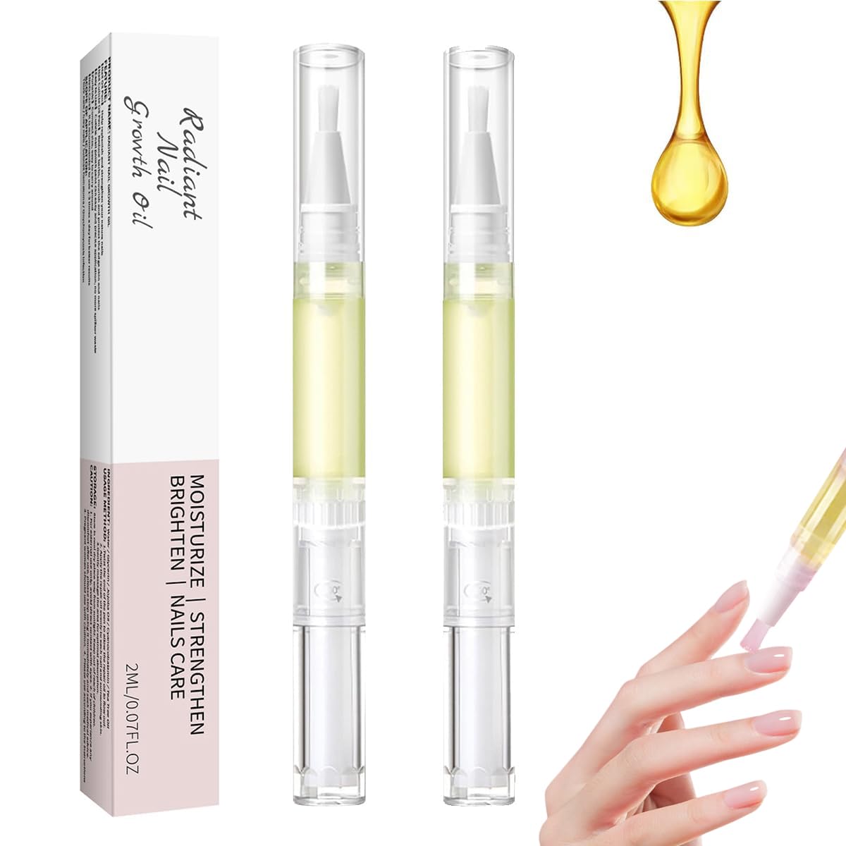 Nail Growth Oil, 2 PCS Cuticle Oil for Nails, Rejuvenation Nail Repair Oil for Moisturize Strengthen