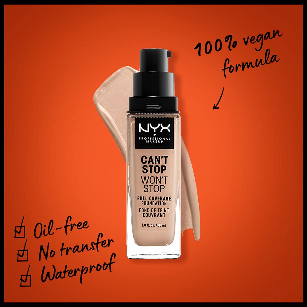 NYX PROFESSIONAL MAKEUP Can't Stop Won't Stop Foundation, 24h Full Coverage Matte Finish - Light
