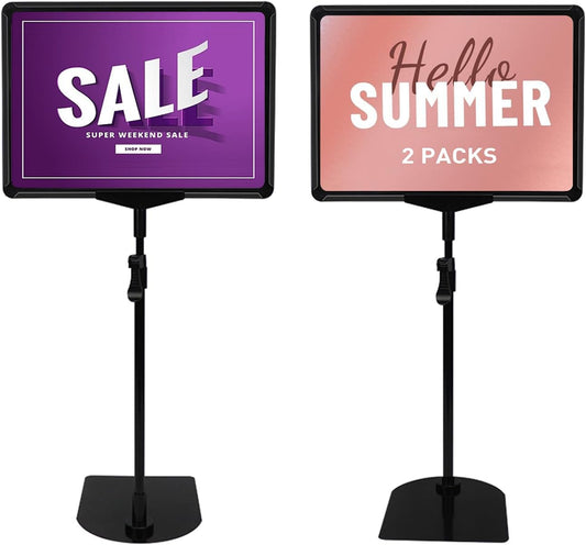 Adjustable Sign Holder Stand 8.5 x 11, Sign Stand for Display,Adjustable Sign Holders For Table Top, Table Sign Holders,Suitable for indoor use (Black-2pcs)