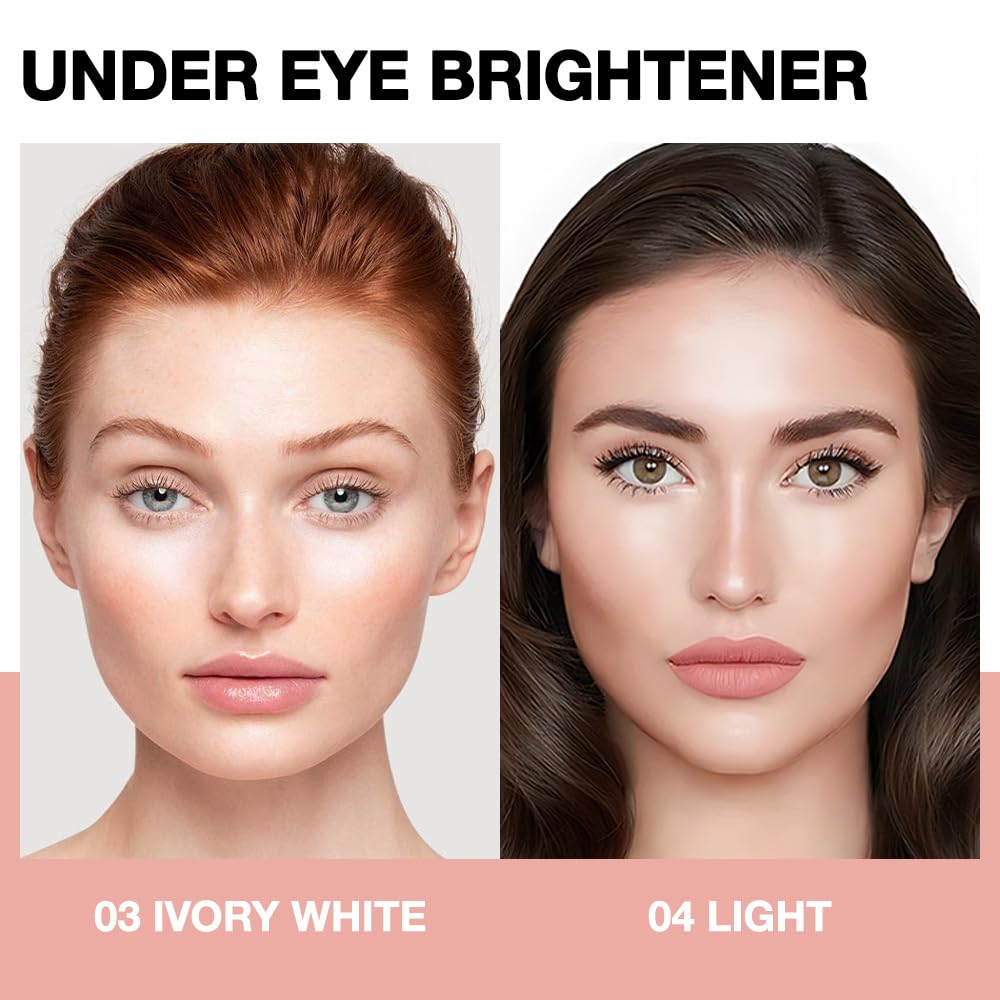 evpct 2Pcs under Eye Brightener, Nourishing Luminous under Eye Concealer Color Corrector for Dark Circles, Waterproof Naturactor Concealer Pot make up for face Eye Ring corrector de ojeras, 03# & 04#