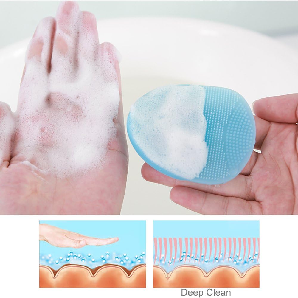 INNERNEED Soft Silicone Facial Cleansing Brush Manual Face Scrubber Exfoliating Massage Scrub Acne Blackheads Remove Handheld Pads for Sensitive, Delicate, Dry Skin (Pack of 2)
