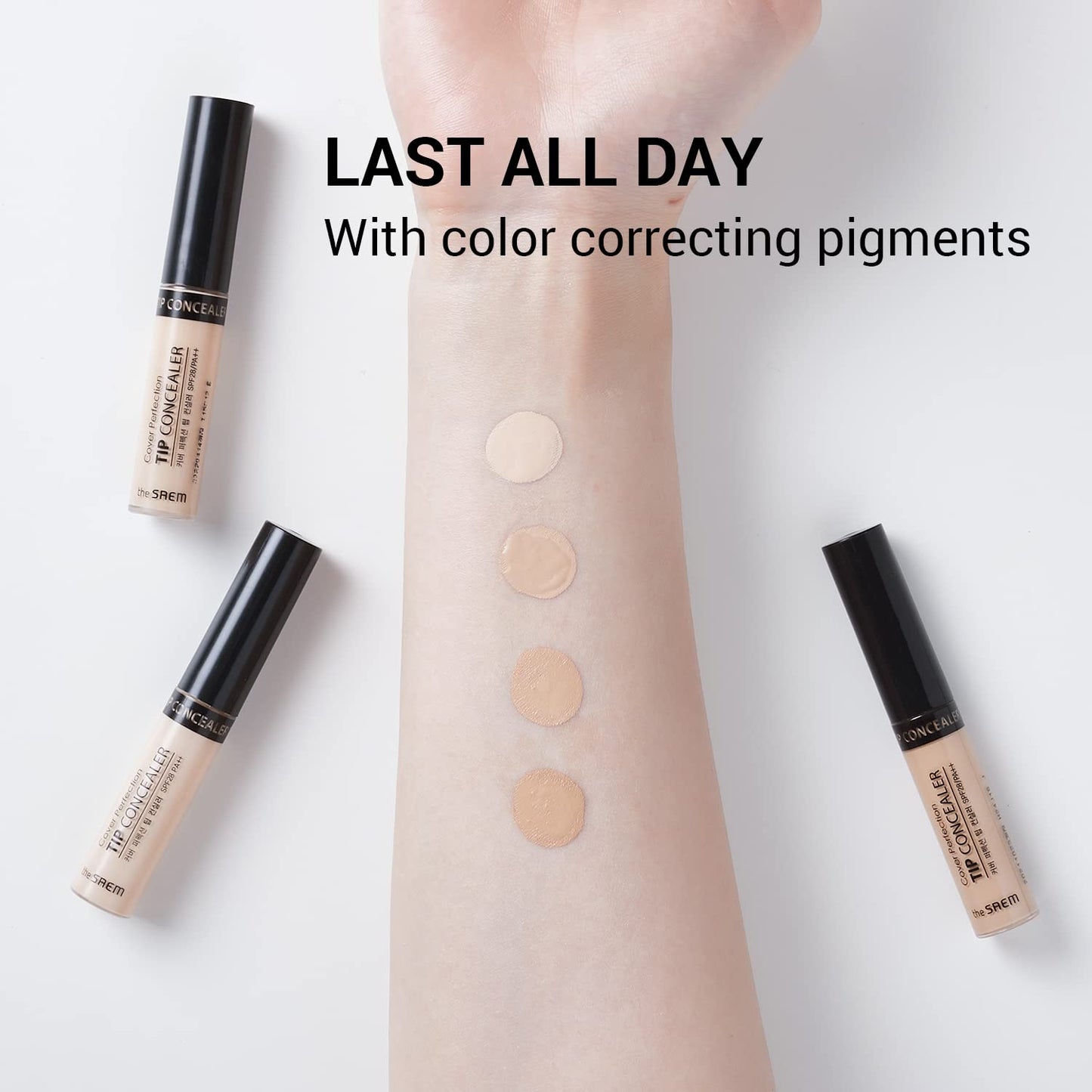 [the SAEM] Cover Perfection Tip Concealer 6.5g # Brightener - Radiant Highlighter, Corrects & Brightens, Discoloration & Dark Circles, Bright Pink