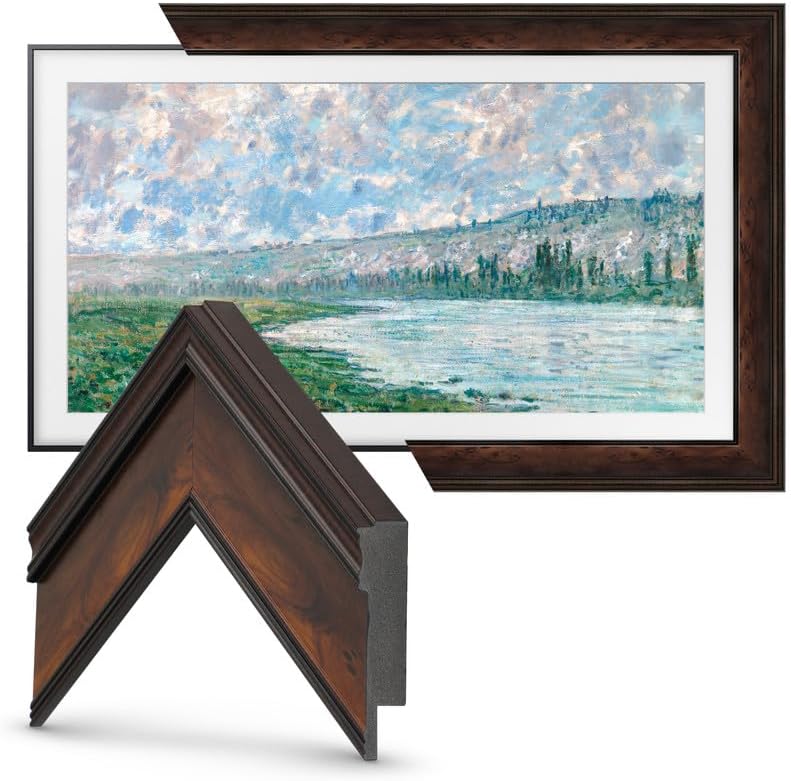 Burlwood 65" Premiere Deco TV Frame - Compatible ONLY with Samsung The Frame TV and Pro TVs (Fits 2021-2025, LS03A, LS03B,LS03C,LS03D,LS03FA,LS03FW)