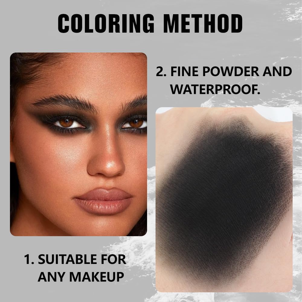 evpct Matte Deep Black Single Eye Shadow Palette Makeup for Older Women, Dark Black Cream Eye shadow Palette Single for Older Women Matte, High Pigment Waterproof Monochrome Eyeshadow, sombra de ojos
