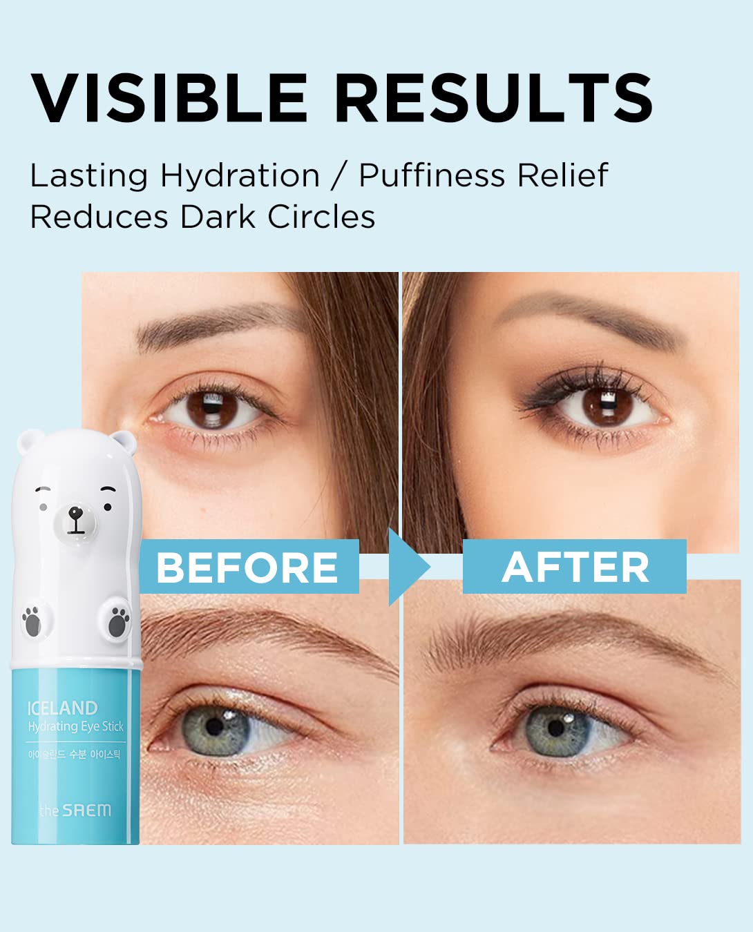THESAEM Iceland Hydrating & Collagen Eye Stick 2 Pack - Cooling & Anti-Wrinkle Eye Balm for Dark Circles and Puffiness – Under Eye Treatment - Reduce Wrinkles and Moisturizing - Duo Set