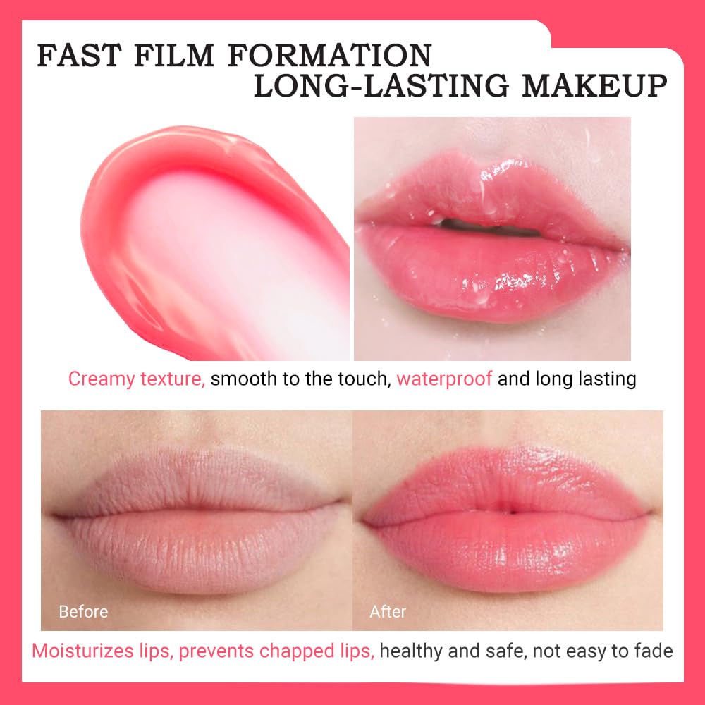 Kaely 2Pcs Strawberry Hydrating Lipstick Tinted Lip Balm, Color Changing PH Lipstick Makeup, Korean Magic Lip Stain Long Lasting Waterproof, labiales magicos 24 horas originales