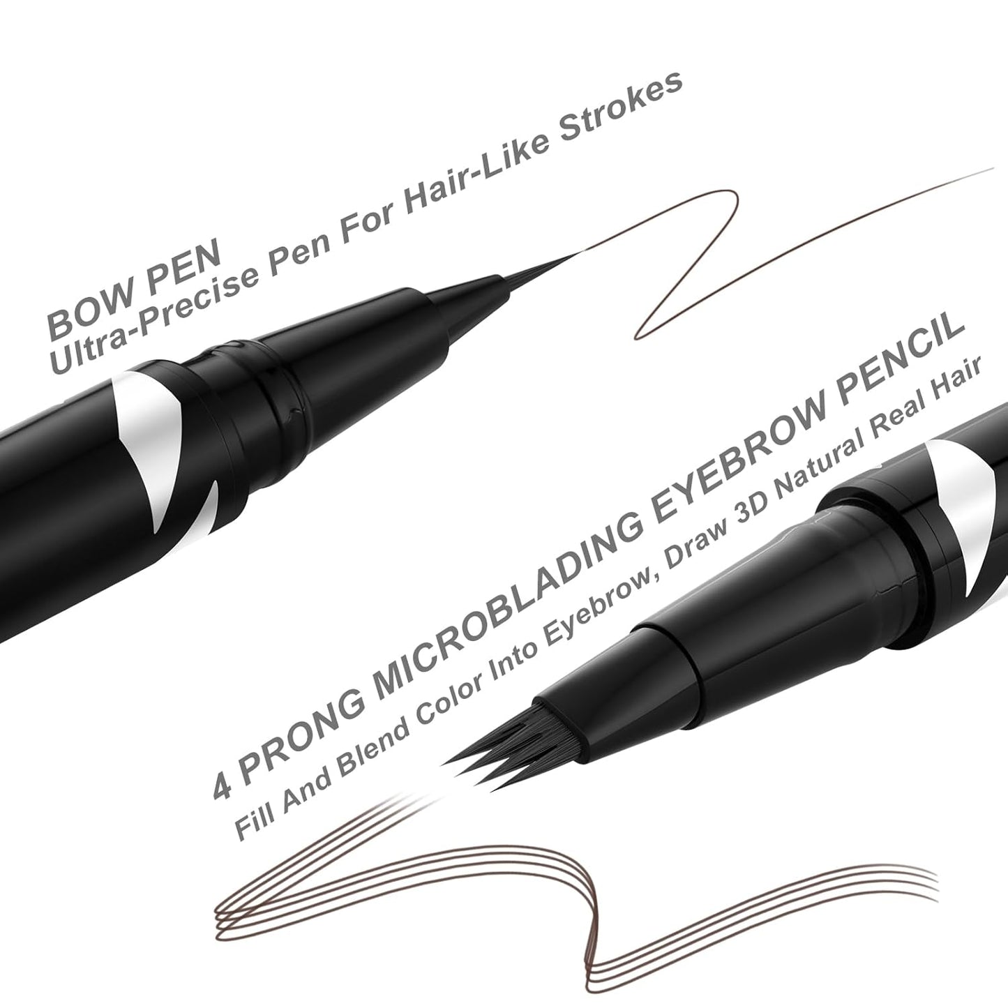 LAVONE 2-IN-1 Dual-ended Waterproof Eyebrow Pencil, 4 Tip Microblading Pen and Ultra-Precise Brow Pencil, Dual-ended Eyebrow Brush, Natural Looking - Chocolate