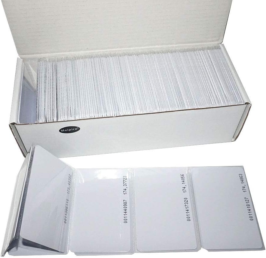 Meikuler 125Khz RFID Proximity Cards, 0.8mm ID Card for Door Entry Access Control System and Attendance, Read only (200)