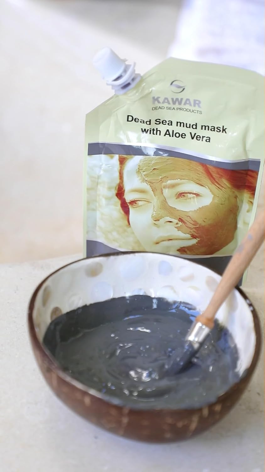 KAWAR Dead Sea Mud Mask with Aloe Vera for Face and Body - Spa Quality Pore Reducer for Acne, Blackheads & Oily Skin, Natural Vegan Skincare for Women, Men - Tightens & Exfoliate - 8.8 oz