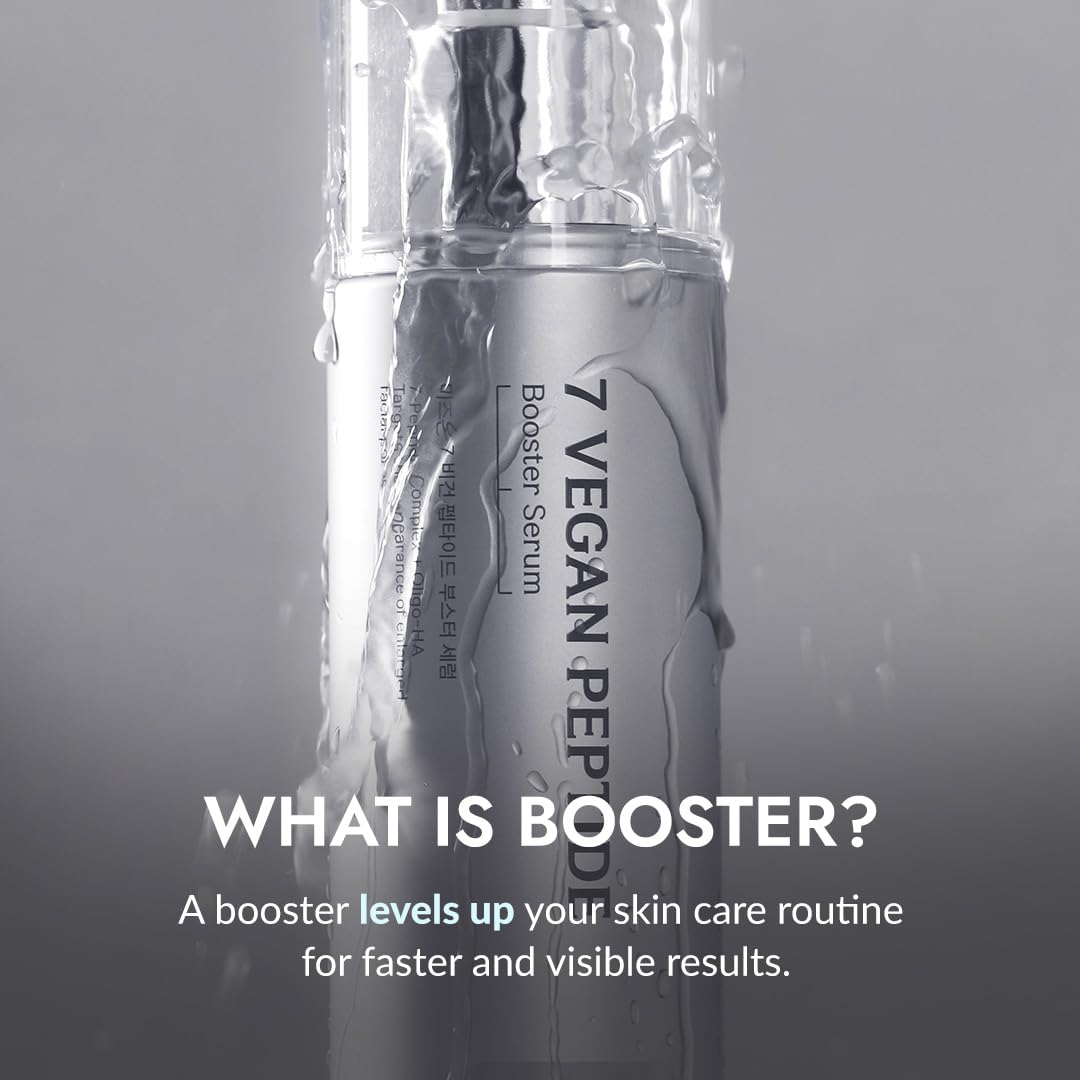 MIZON 7 Vegan Peptide Booster Serum Korean Anti-Aging Face Serum with Niacinamide & Hyaluronic Acid Hydrating Firming & Smoothing Skincare for Fine Lines & Skin Repair – 5.07 fl oz