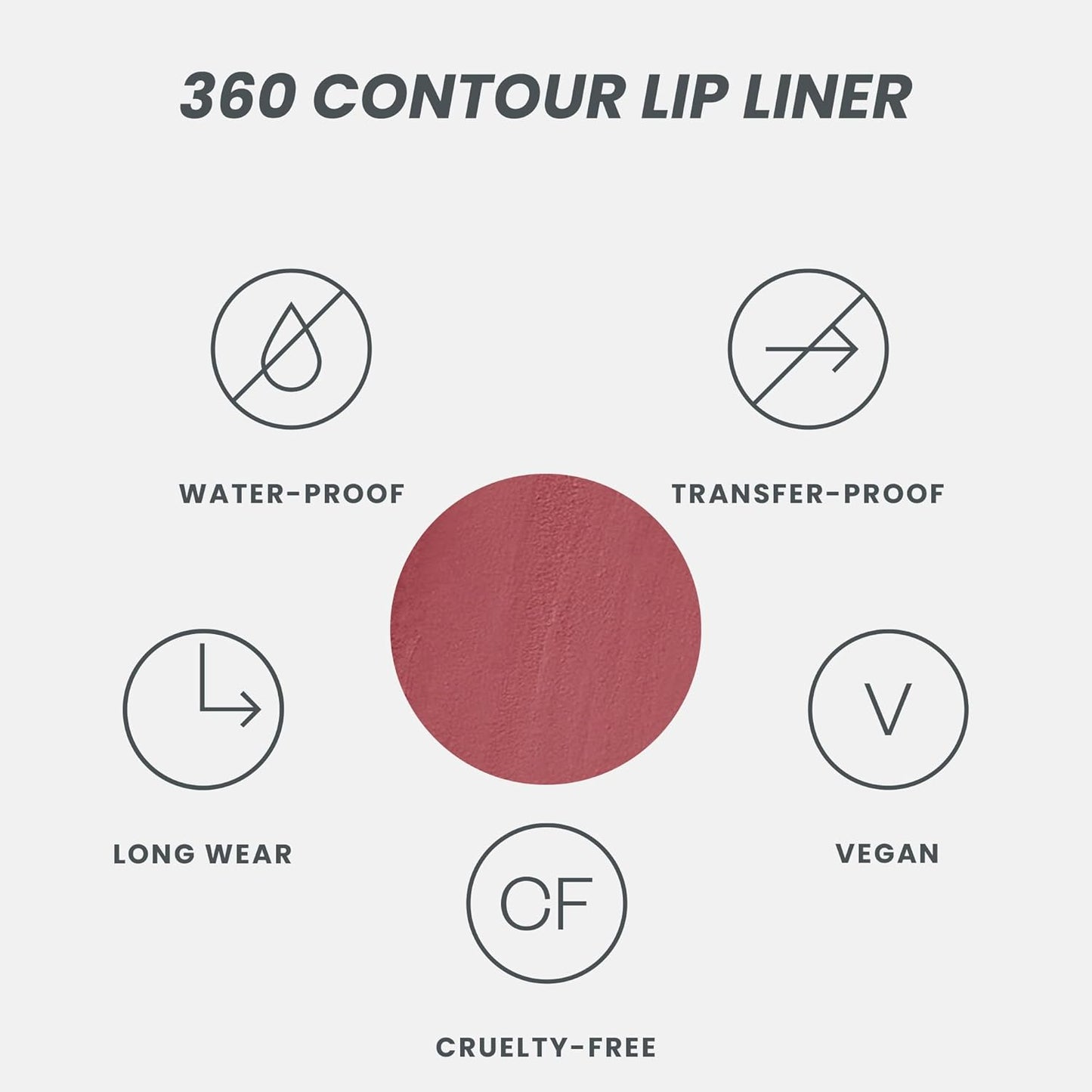 Wonderskin Lip Liner Pencil - 360 Contour Lipliner, Long Lasting, Sharpenable, Waterproof and Transfer-Proof Nude Lip Liner Pencil (Rosewood)