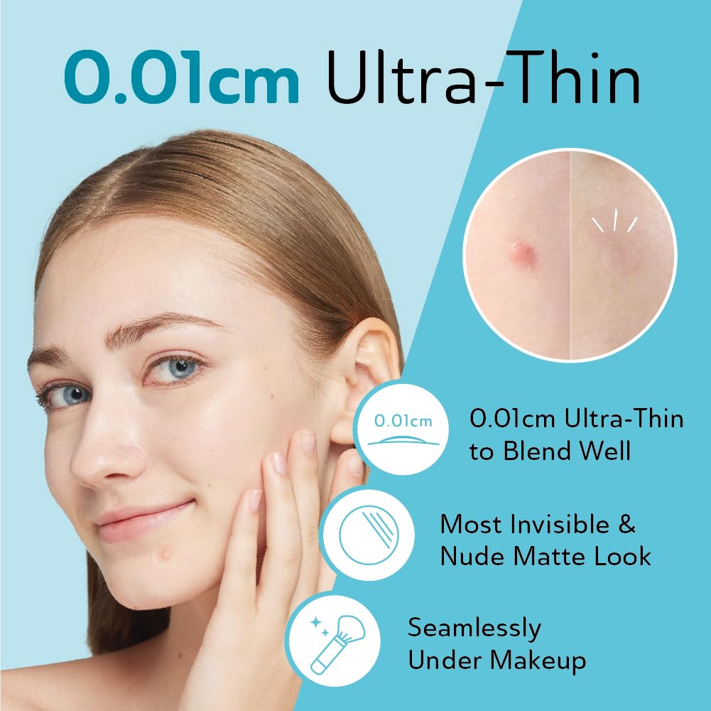 Invisible Salicylic Acid Pimple Patches for Face - Redness Reducing Hydrocolloid Acne Patches, Clear Pimple & Zit Patches for Blind Pimples - 132 Count 2 Sizes Soothing Plus (Clear Patch)