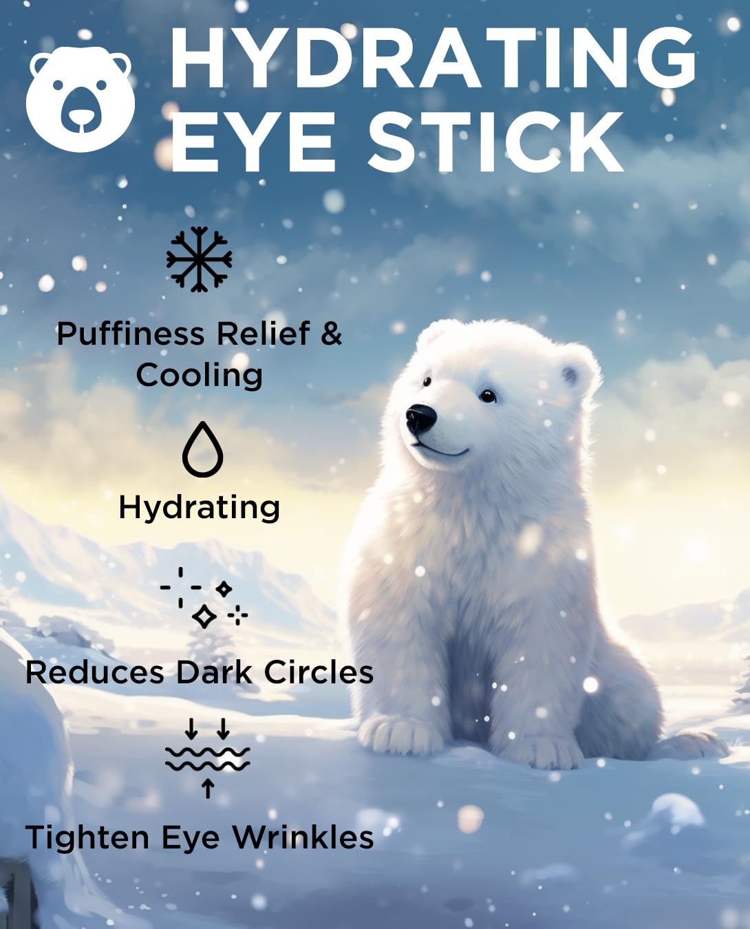 THESAEM Iceland Hydrating Eye Stick 0.24oz - Cooling Eye Balm for Dark Circles and Puffiness – Under Eye Treatment - Reduce Wrinkles and Moisturizing - Minimize Dark and puffy Eyes - Aqua Scent