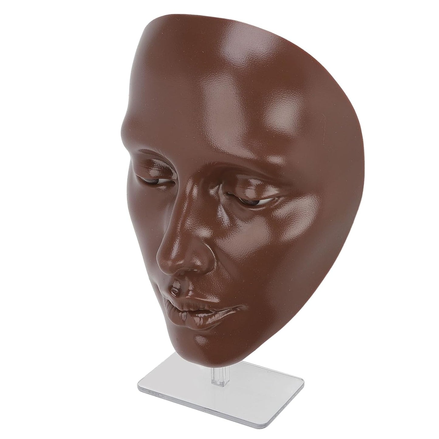 Silicone Full Face Mannequin, Makeup Mannequin Face Elastic with 20ml Makeup Remover Oil Stand for Eyelash (Black)