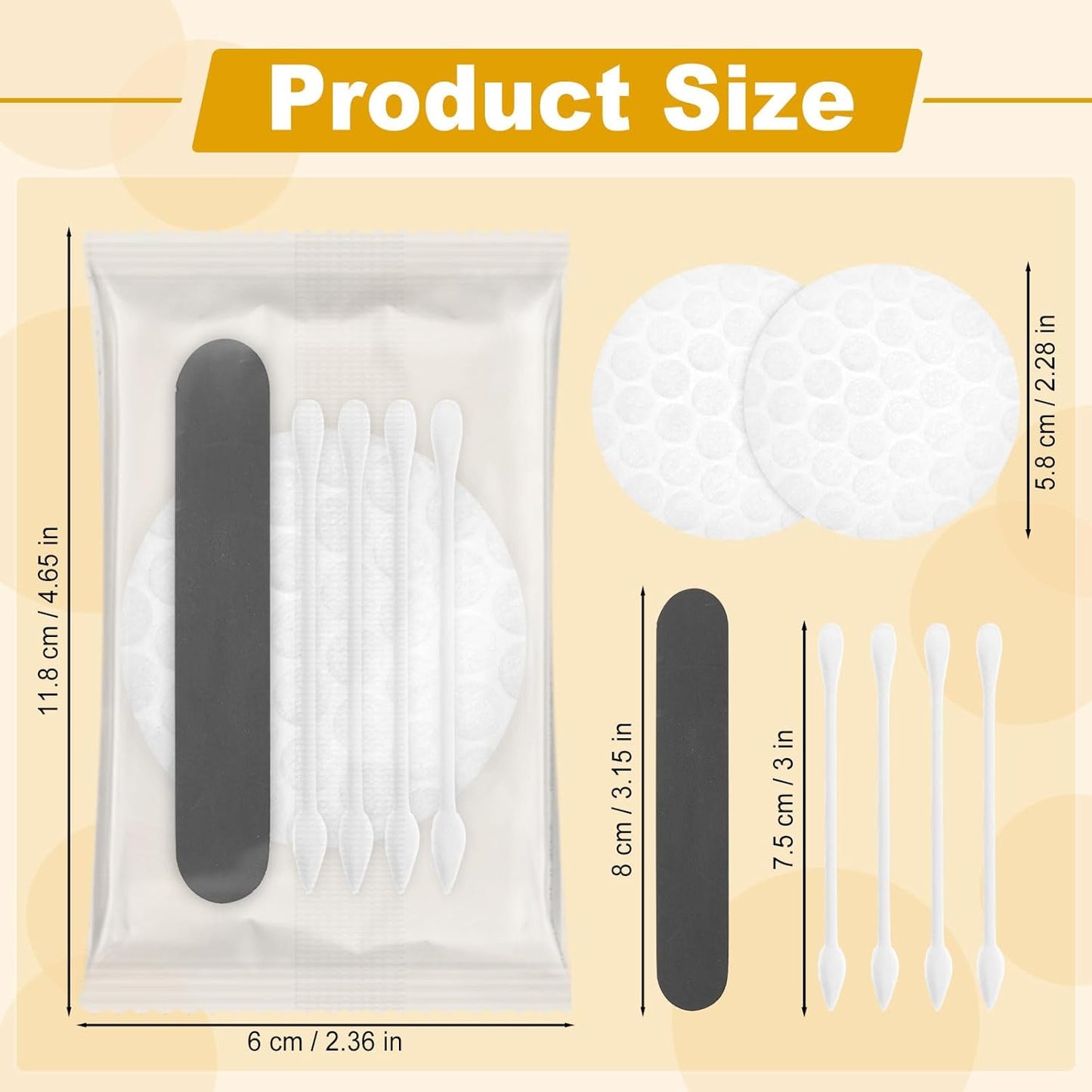 Hotel Vanity Kit Individually Wrapped Bulk Travel Cleaning Kit for Hotels Disposable Travel Size Hotel Hospitality Supplies Hygiene Kits for Homeless in Bulk Round Cotton (200)