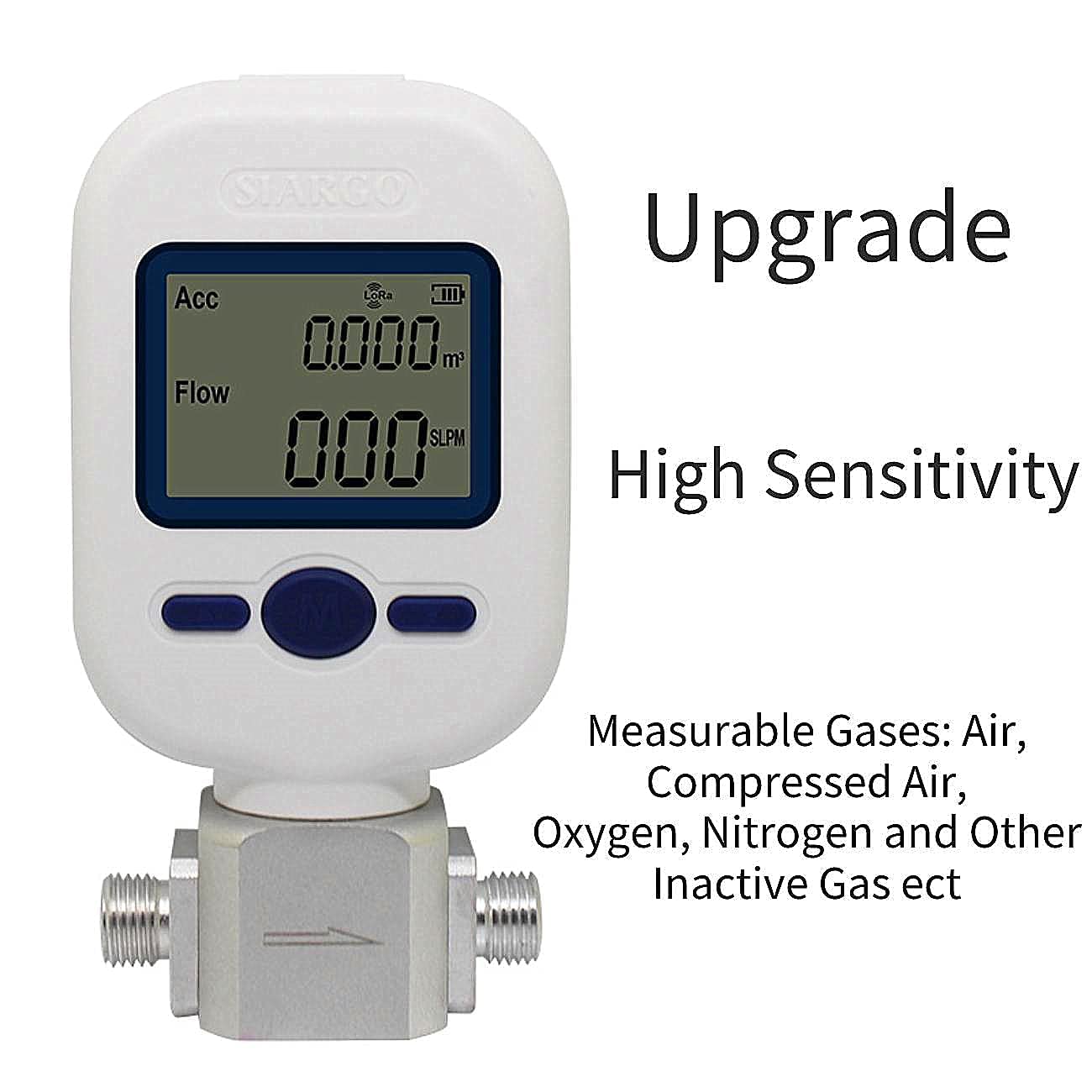 Digital Gas Flow Meter for Air, Portable Gas Mass Nitrogen Oxygen Flow Rate Meter, Compressed Air Digital Display Tester (MF5708 (0-100L/min))