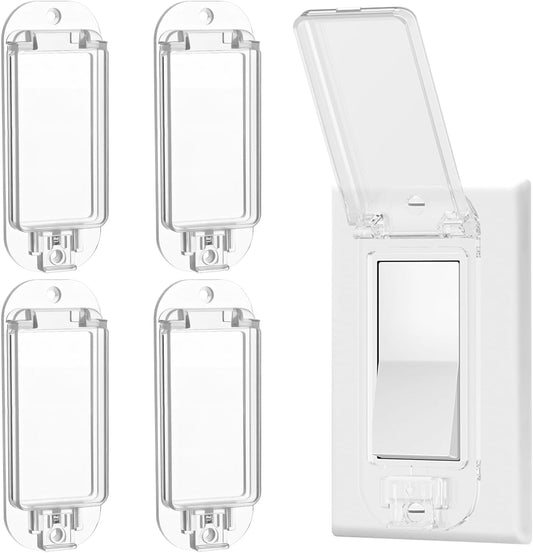 4pcs Light Switch Guard Cover Transparent Light Switch Lock, Switch Blocker for Keeps Lights or Switches from Being Accidentally Turned ON or OFF Child Proof Light Switch Cover (4pcs)