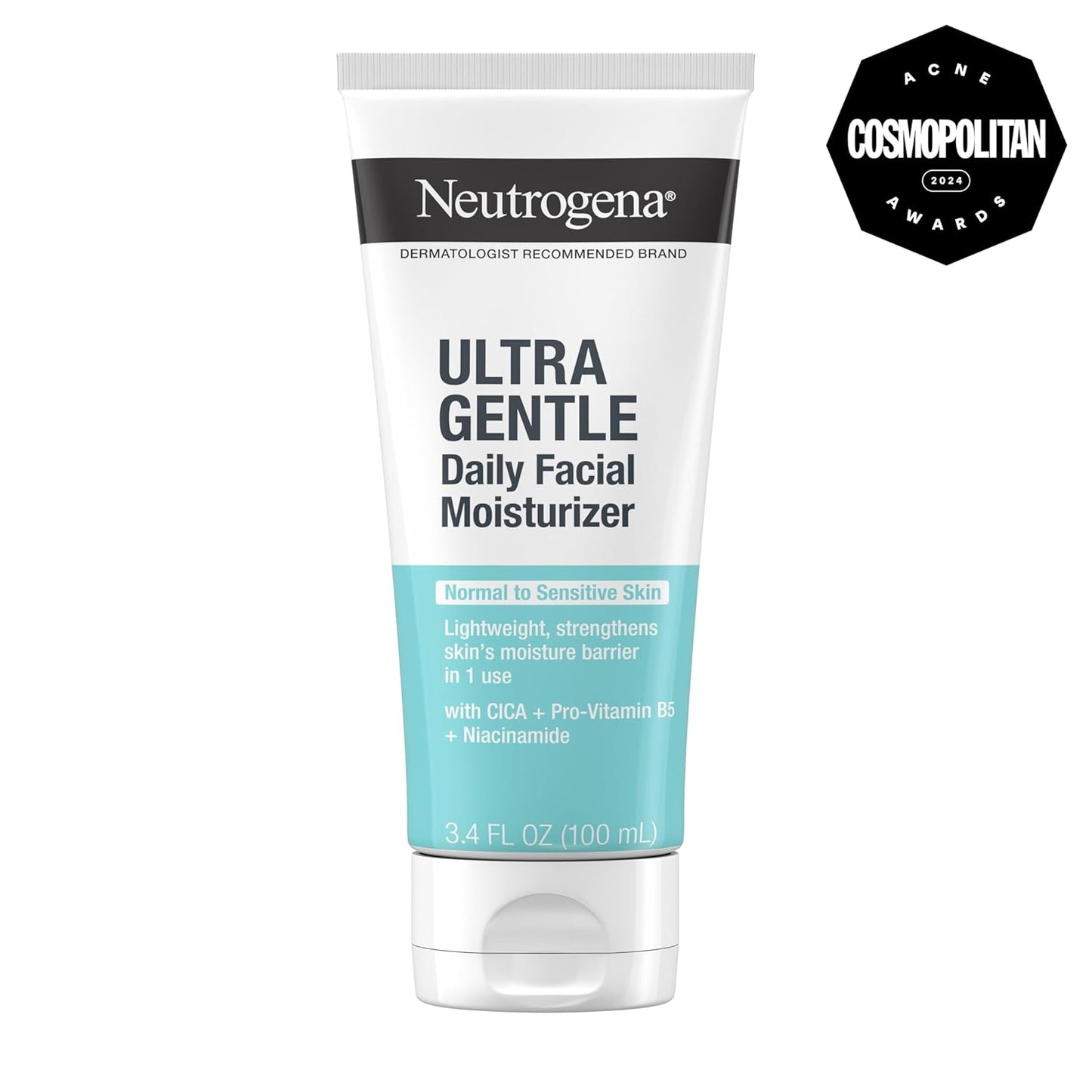 Neutrogena Fragrance Free Daily Facial Moisturizer, Face & Neck Moisturizer for Sensitive Skin with Vitamin B3, Pro-Vitamin B5 & Vitamin E Supports Skin's Dynamic Barrier, 3.4 fl. oz, Pack of 3