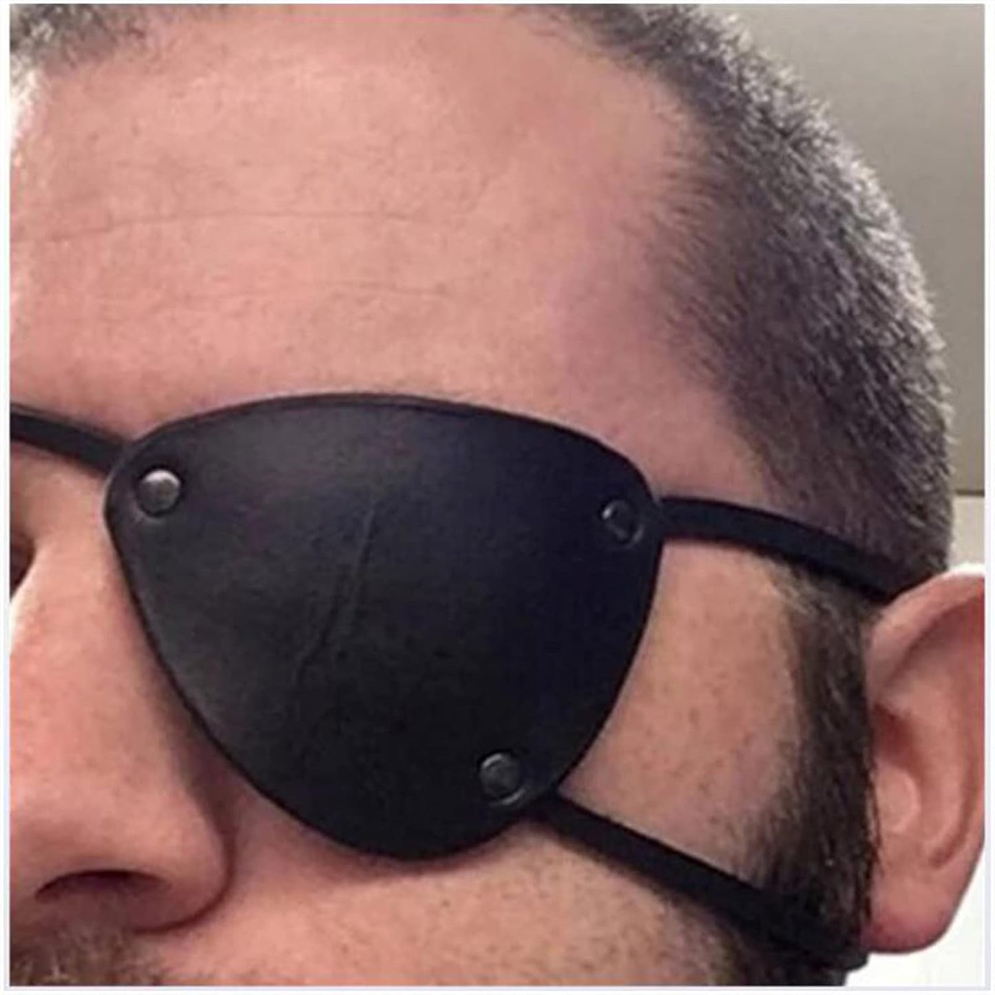 Retro Single Eye Patch - Black Eye Patches - PU Leather Pirate Eye Patch Cover - Adjustable Medieval Steampunk Blindfold for Adults Role Play Costume Accessories, (Left)