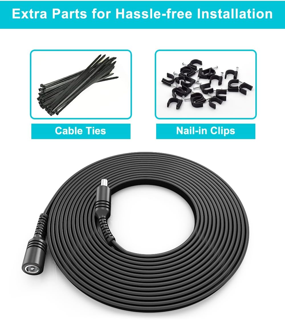 Basesailor 12V DC Extension Cable 20ft 2 Pack,5V 9V 2.1mm x 5.5mm 5521 Power Supply Adapter Long Flat Extender Cord,Female to Male Wire for Outdoor CCTV Security Camera,IP Network Camera,DVRs