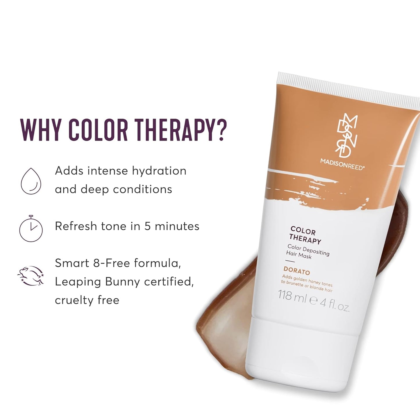 Madison Reed Color Therapy, Dorato, Color Depositing Hair Mask & Deep Conditioning Treatment, Intensely Hydrating, Refreshes Color & Tone, Keratin & Argan Oil, 4 Fl Oz (118 mL)
