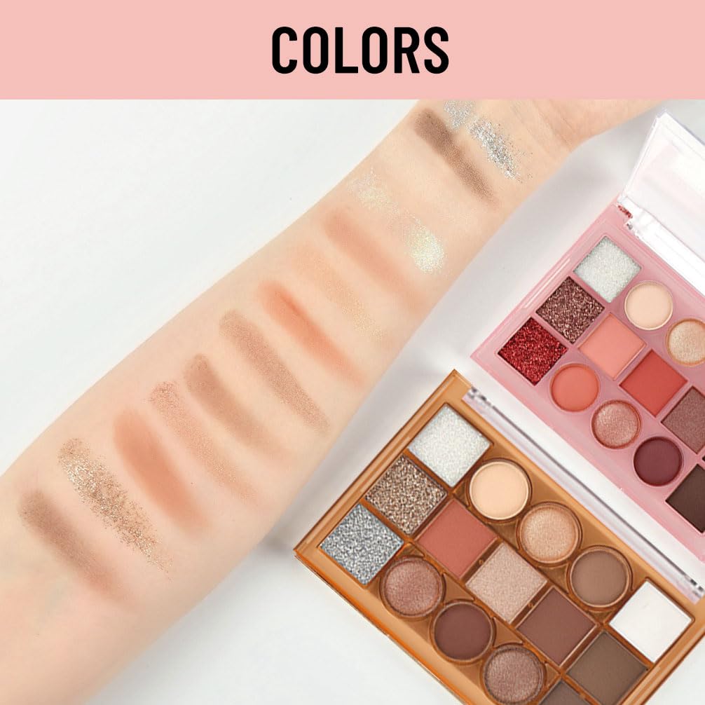 Eyeshadow Palette Makeup – Neutral Nude Matte & Shimmer Eyeshadow Palette, High Pigment Waterproof Glitter Eye shadow,Blendable Pink, Brown, Rose Gold Eye Makeup (F-02#, 1 Count (Pack of 1))