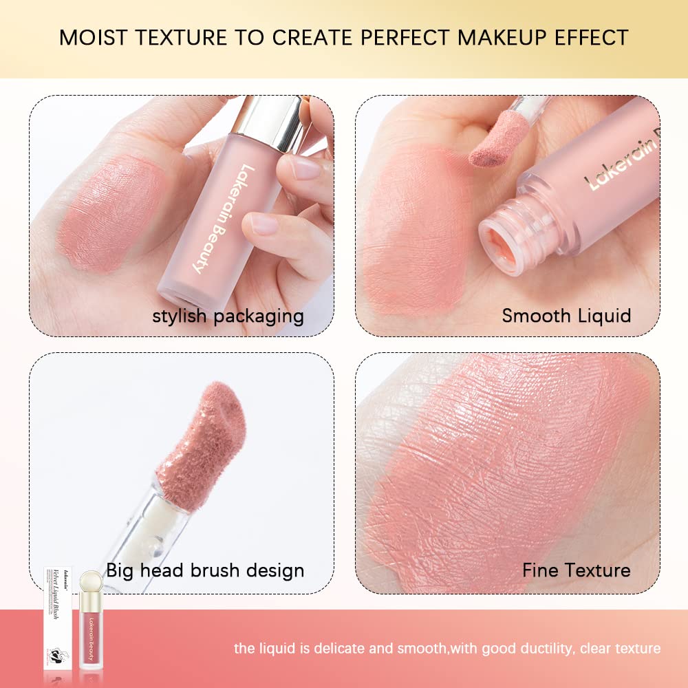 Liquid Blush For Cheeks, Soft Velvet Cream Blush Face Blush Makeup, Pink Blush Red Blush Skin Tint, Natural-Looking Matte Finish Makeup Blush Stick, Waterproof&Long Lasting Dewy Cheek Tint, Moisturizing&Lightweight Blendable Feel Blush Makeup (2#)