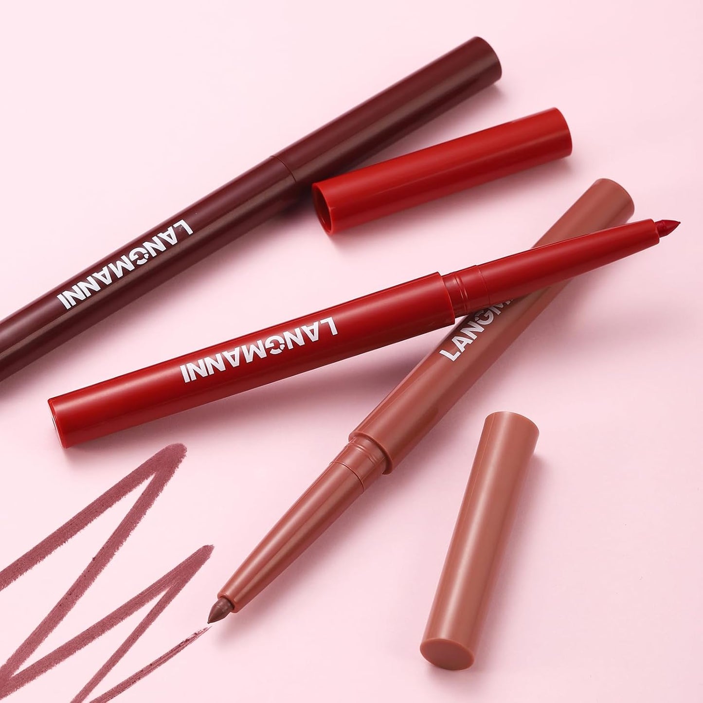 Jolilab 6Pcs Lip Set: 3 Colors Lip Liner+3 Colors Lipstick, Matte/Creamy,Smooth Creamy Texture,Long-Lasting,Bold/Nude Shades for Daily/Party, Vegan, Gift for Makeup Lovers.(#08+11+12)