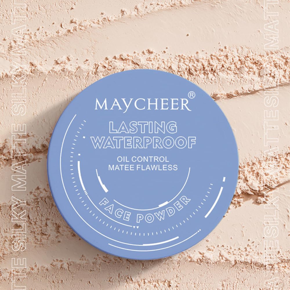 LAMUSELAND Pressed Powder Compact, Oil Control Brighten Skin Color Face Powder, Whitening Highlighting Face Makeup Tools for Women Girls (JG01)