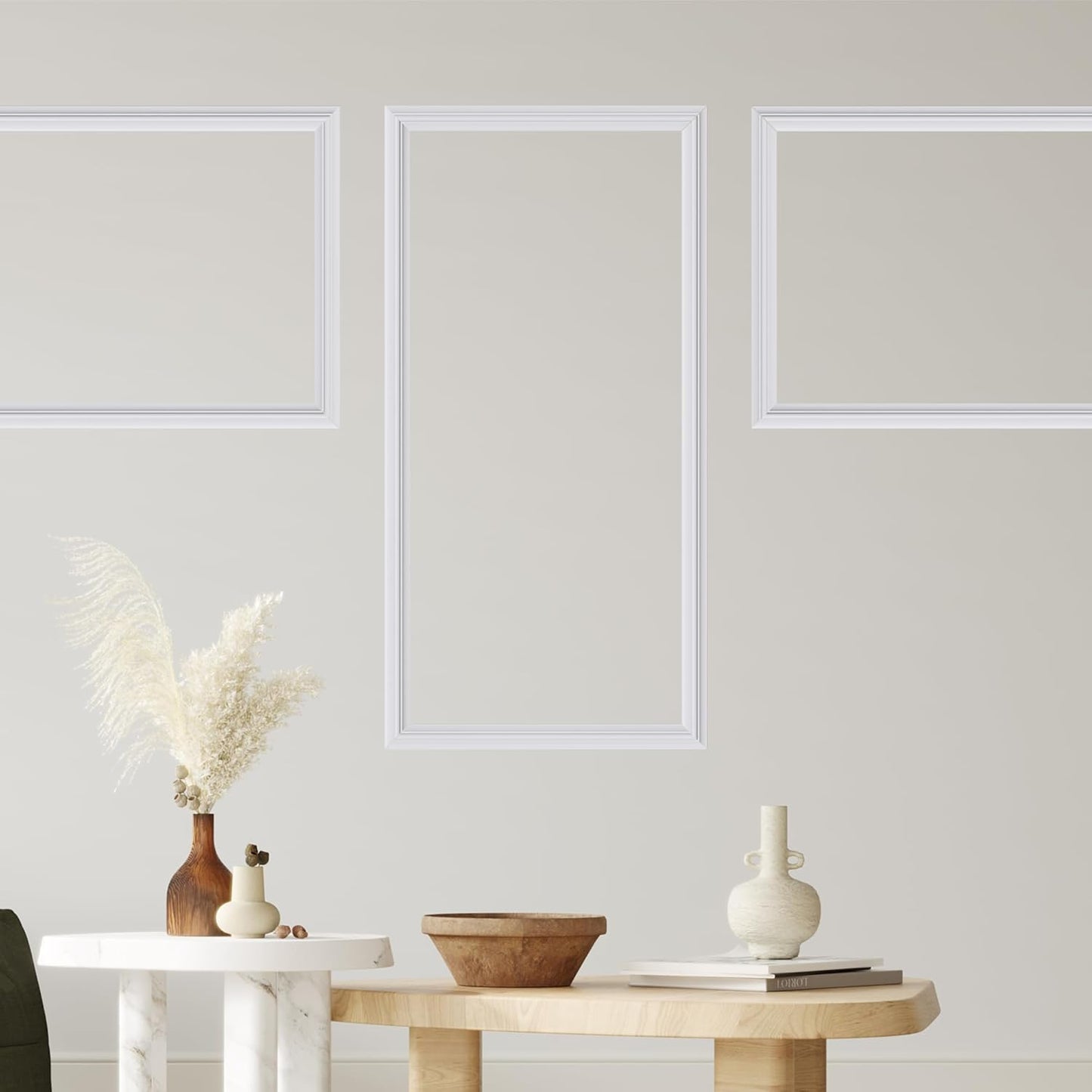3 PCS Premade Wainscoting Panels Accent Wall Panels for Interior Wall Decor Easy DIY Build and Batten Chair Rail & Picture Frame Door Decor (16 x 24 in)