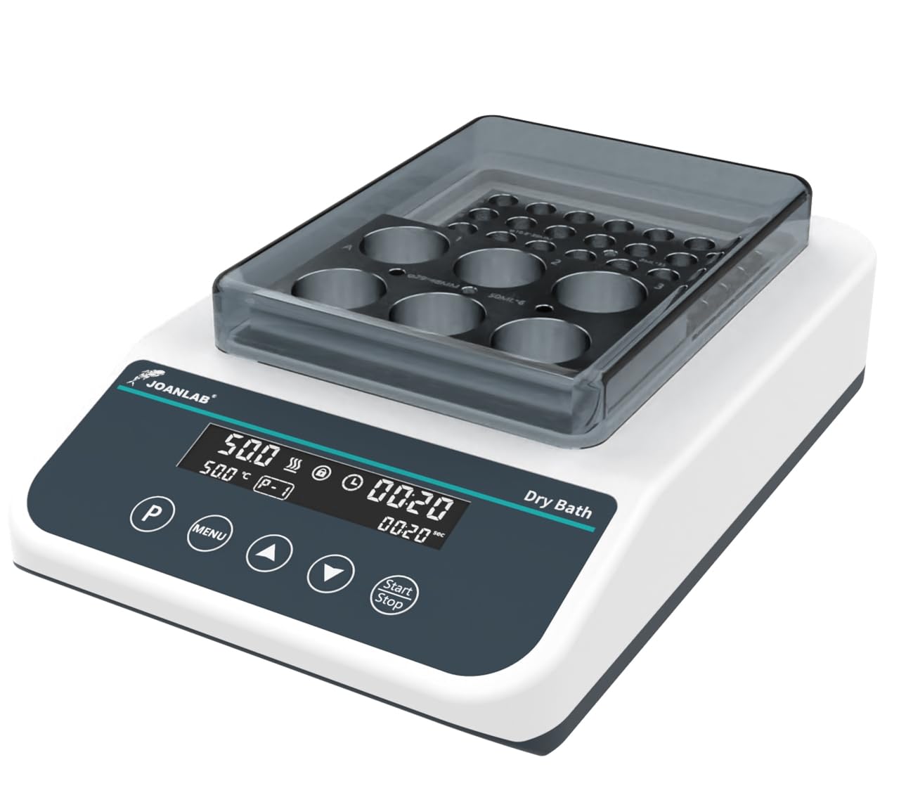 JOANLAB Double Position Digital Dry Bath Incubator,with 1.5mlx35,2mlx35 Aluminium Heating Block,Programmable Lab Dry Bath Heater w/Timer Control
