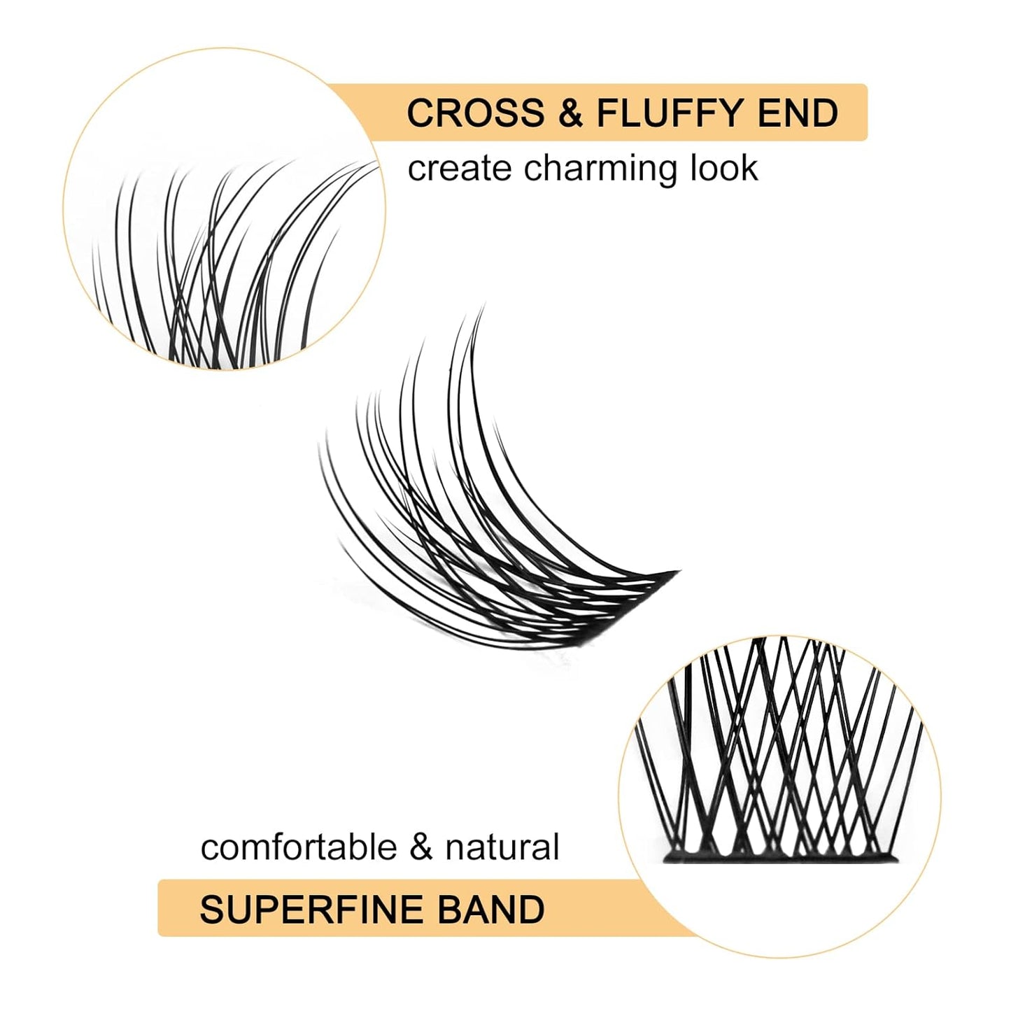 QUEWEL Lash Clusters 72 Pcs Wide Stem Individual Lashes C/D Curl 8-16mm Length DIY Eyelash Extension False Eyelashes Natural&Mega Styles Soft for Personal Makeup Use at Home (Natural-C-8)