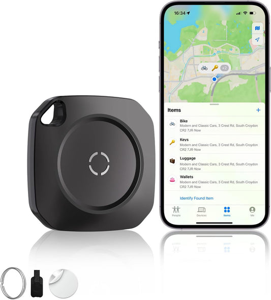 Air Tracker Tag-1P, Smart Tag Work with Apple Find My(iOS Only), Luggage Tracker Tag for Key, Luggage, Backpack, Suitcase, Replaceable Battery, weTag, Black