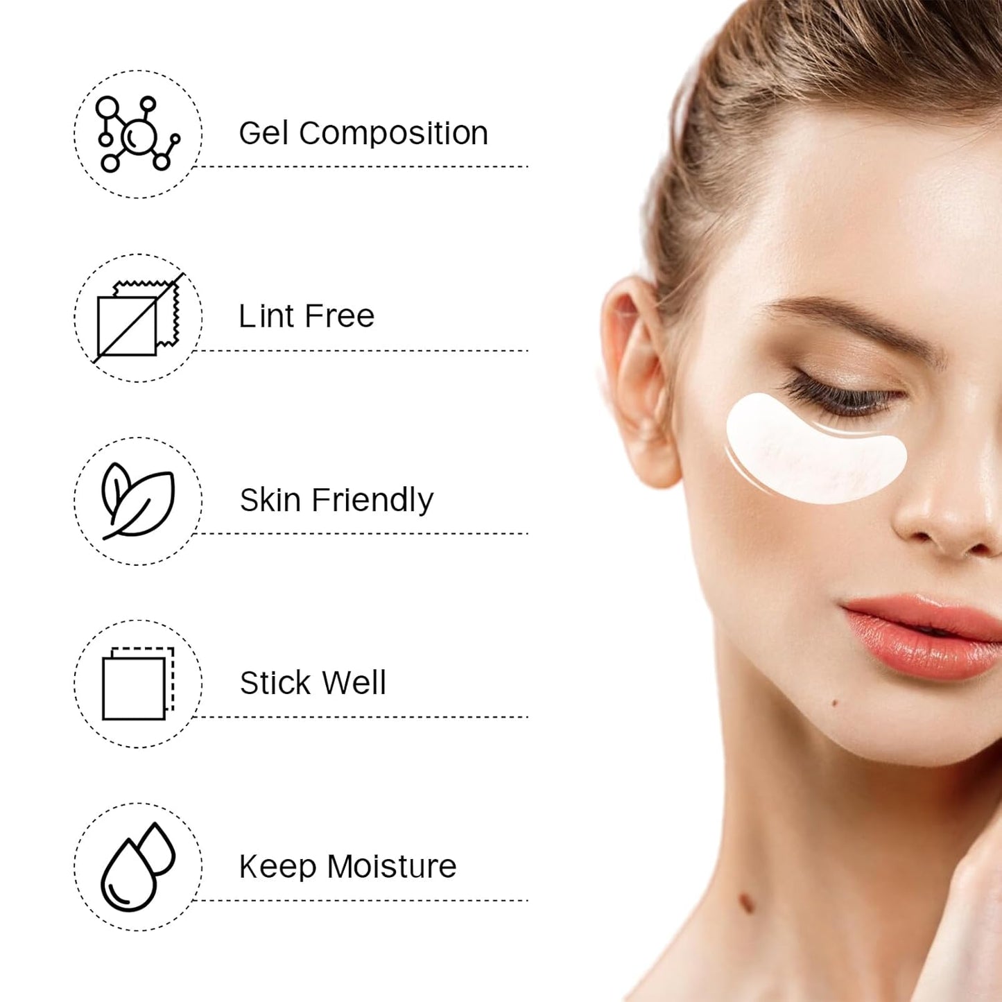 Vaincre 120 Pairs Hydrogel Eye Patches, Gel Eye Pads Lash Extensions, Under Eye Patches, Lint Free Eyelash Pads, Lash Lift Pads for Lash Extension Supplies, Beauty Eyelash Extension Tools