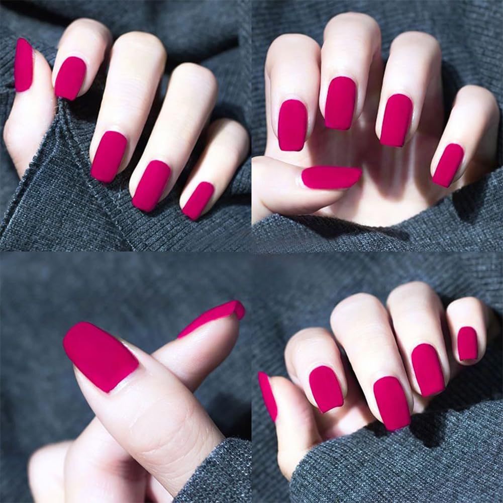 12ml Hot Pink Matte Nail Polish, Quick Dry Nail Lacquer for Nail Art Varnish, Mist Effect Matte Finish Velvet Nail Polish, 0.41 fl oz (Hot Pink, 0.41 fl oz)