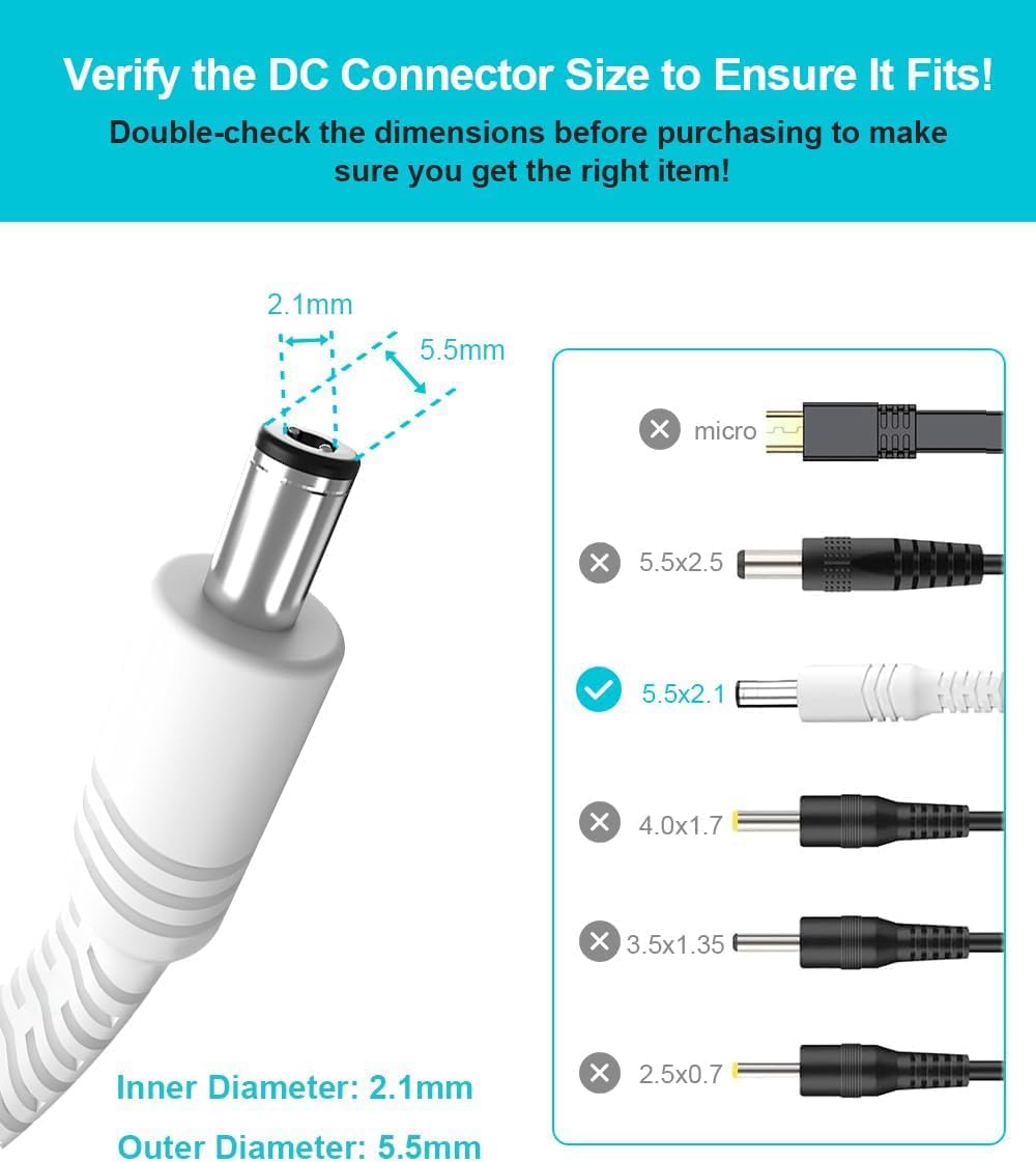 Basesailor 12V DC Extension Cable 30ft 2 Pack,5V 9V 24V 2.1mm x 5.5mm 5521 Power Supply Adapter Long Flat Extender Cord,Female to Male Wire for Outdoor CCTV Security Camera,IP Network Camera,DVRs