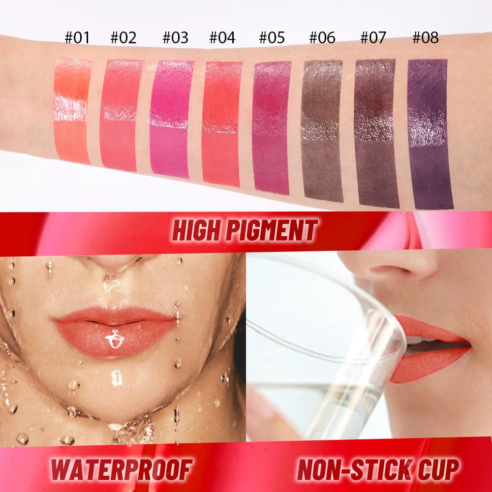 Vivid Apricot Lip Stain Peel Off Lip liner and Lip oil with Tweezer, Dual-Ended Peel Off Lip Stain Tattoo, Highly Pigmented Long Lasting Waterproof, Transfer-proof for All Skin Types, 01#