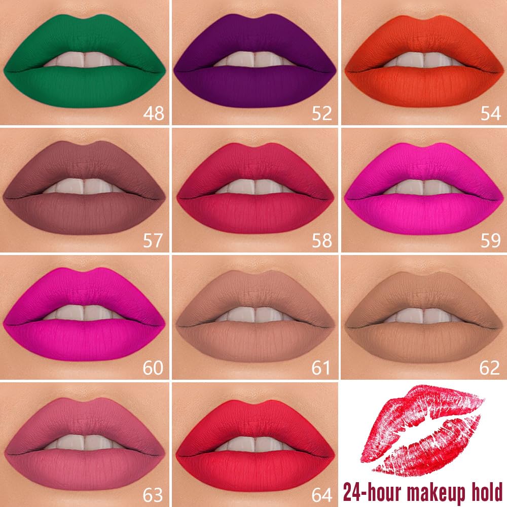 evpct 1Pcs Ruby Rose Red Matte Lip Liner & Liquid Lipstick Stain Makeup Set for Women, Red Lip Liner Stain Long Lasting Waterproof Smudge Proof, Cruelty Free Lip Stick Makeup 24 hours originales, 58