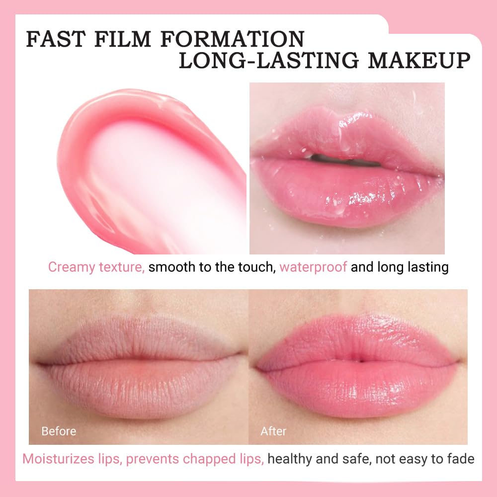 evpct 2Pcs Peach Red Cherry Magic Mood Color Changing Lipstick Long Lasting 24 Hours Original for Women, PH Color Change Changing Jelly Lipstick Tinted Lip Balm Gloss Stain Makeup Set labiales magicos