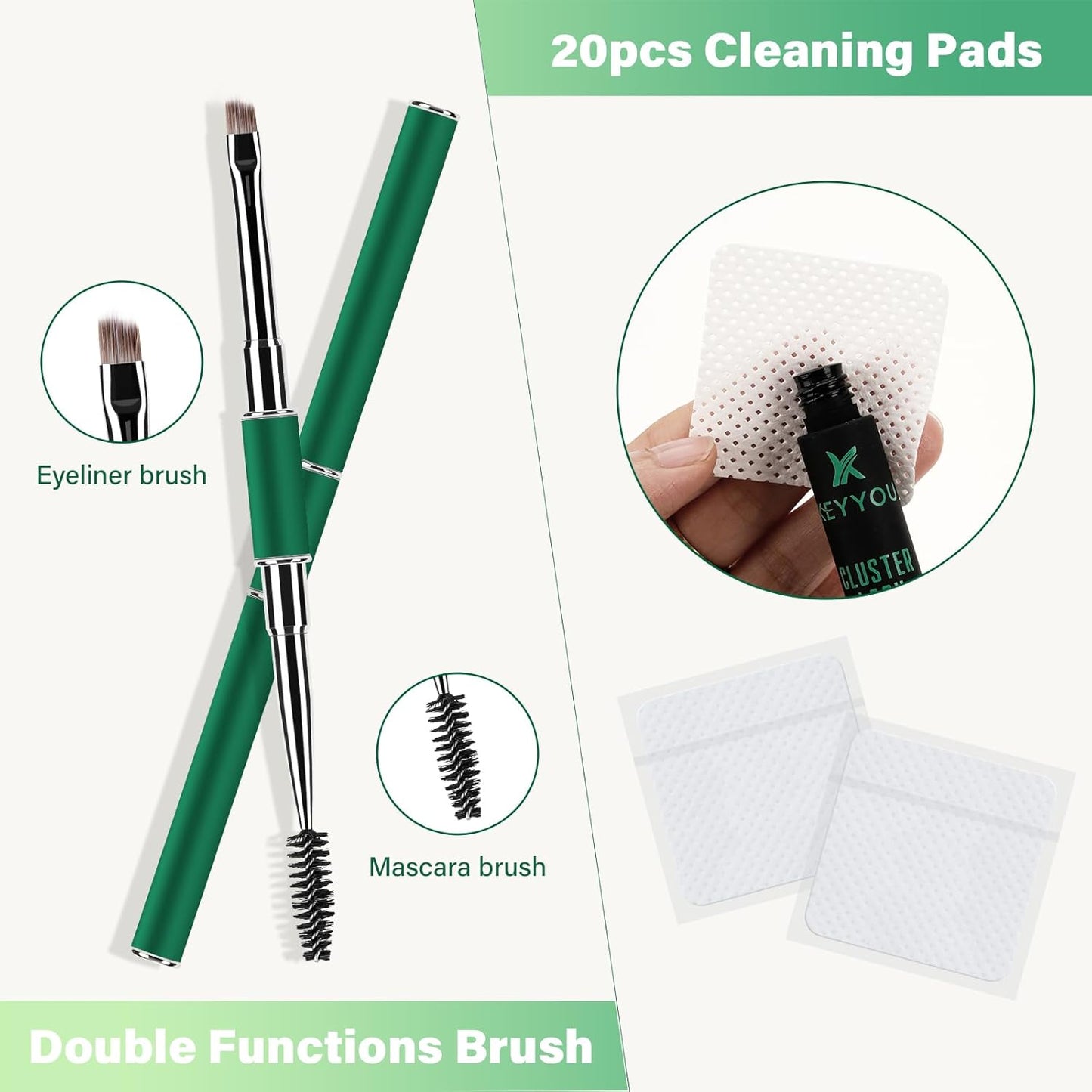KEYYOU Lash Extension Kit DIY 300Pcs Lash Clusters Eyelash Extension Kit 30D C Curl 9-18MIX Lash Clusters Kit with Lash Glue Remover Applicator Easy to Use for Beginners(Kit,30D-C,9-18MIX)