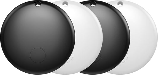 Air Tracker Tag for Android Smart Tag（Not for iOS）Tags-4 pack Android Work with Google Find Hub App Key Finder Bluetooth Tracker Item Locator for Keys, Luggage, Backpack, etc. (Black & White, 4 Pack)